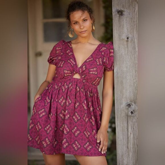 Anthropologie Coastal Cowgirl Bohemian Whimsical Feminine Cut-Out Dress XS NWT - Picture 1 of 12